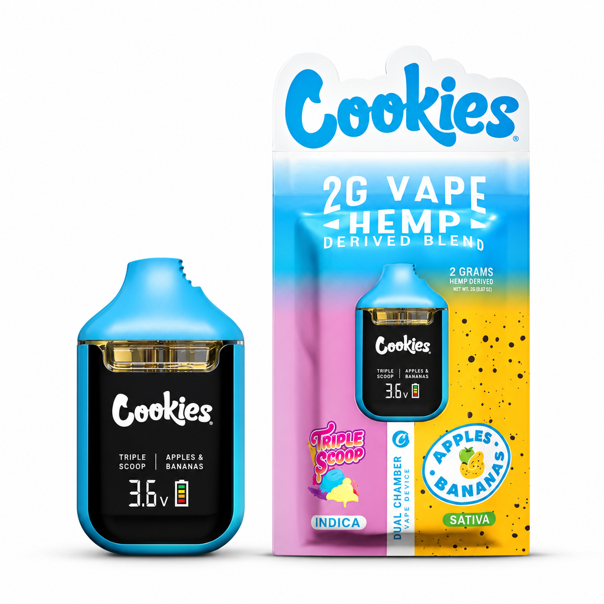 Aroma ambiental / Aromaterapia - Cookies Dual Chamber TRIPLE SCOOP & APPLES AND BANANAS 2 mg