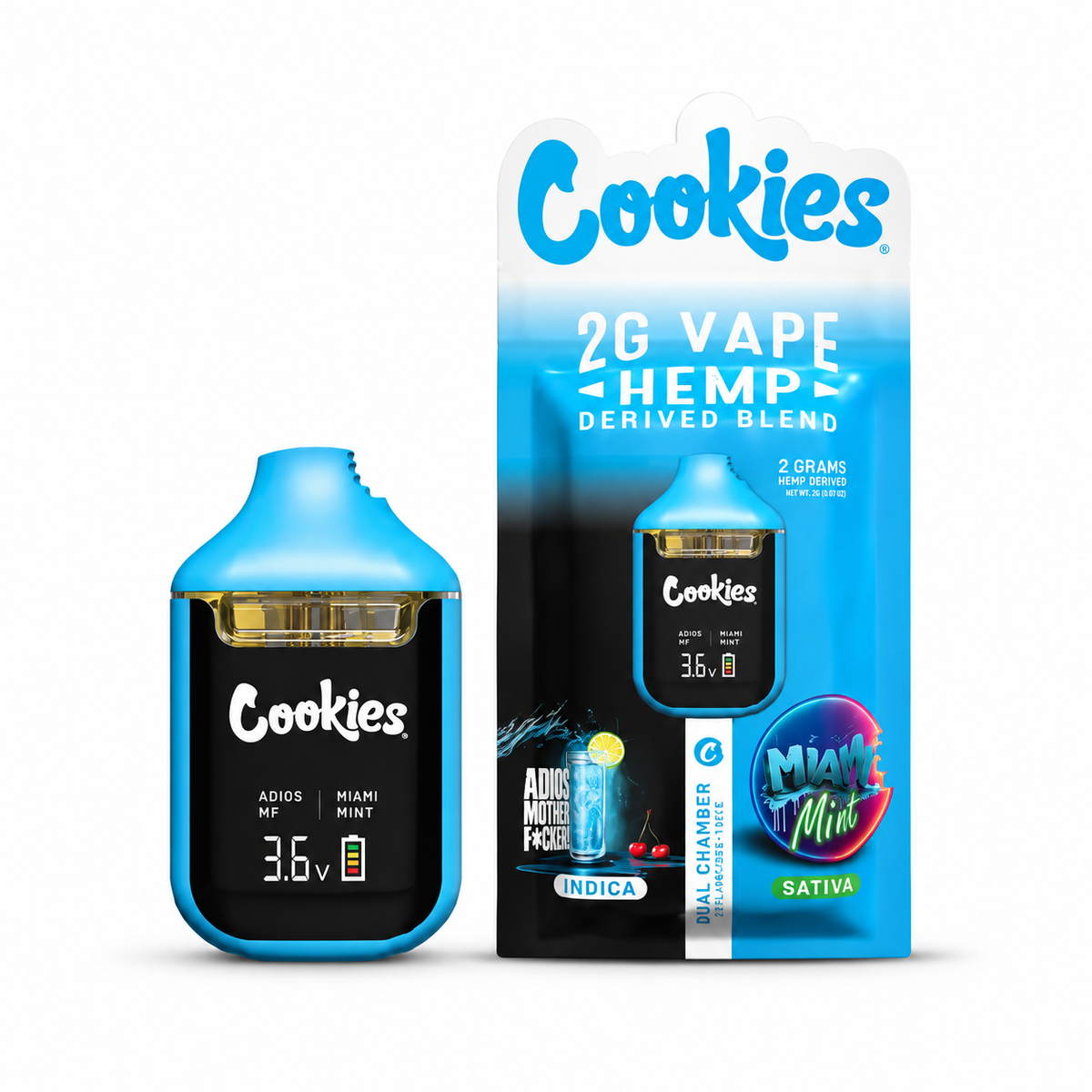 Aroma ambiental / Aromaterapia - Cookies Dual Chamber ADIOS MOTHER F*CKER! & MIAMI MINT 2 mg