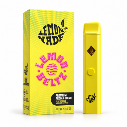 LemonNade Lemon Beltz 2ml disposable aroma device con caja amarilla y dispositivo amarillo